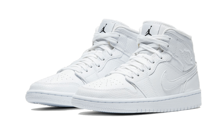 Triple White Snakeskin White Mid Jordans Mid Triple White